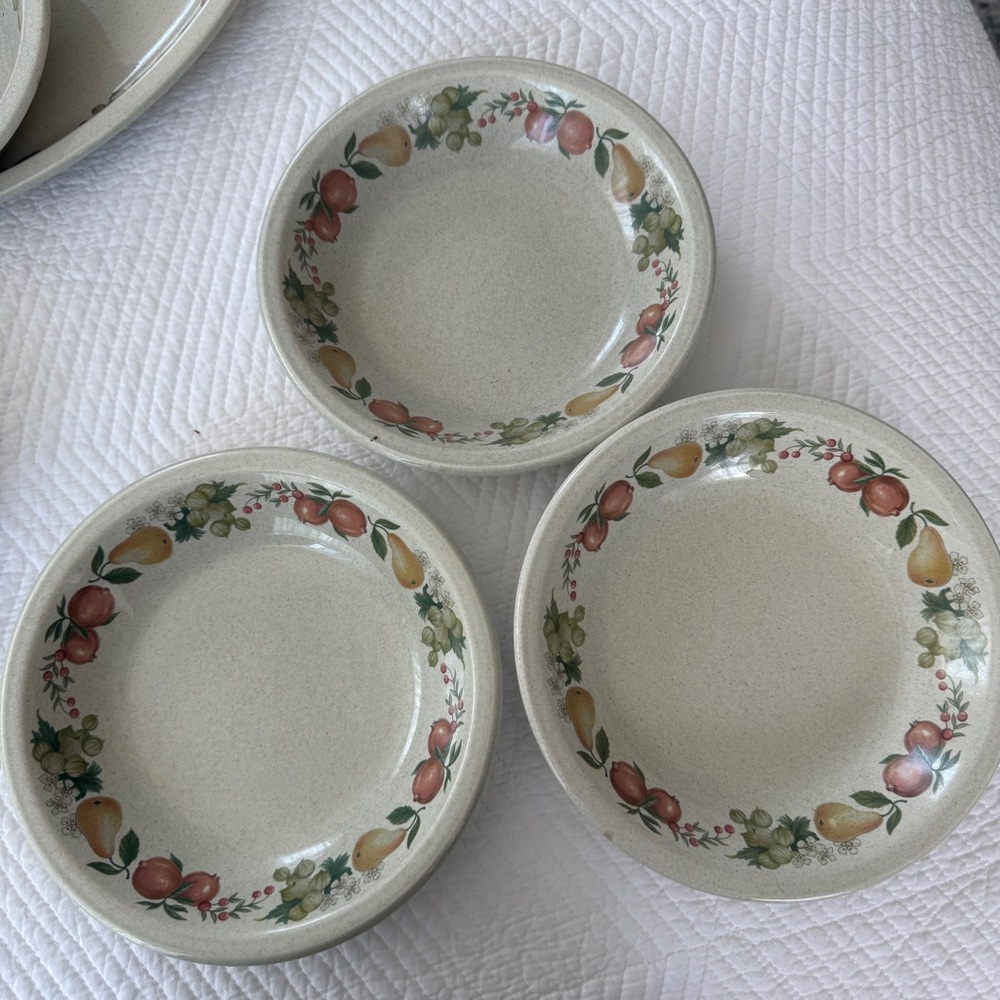 Wedgwood Quince Cream Salad Plate with Fruit Wreath. Set of three